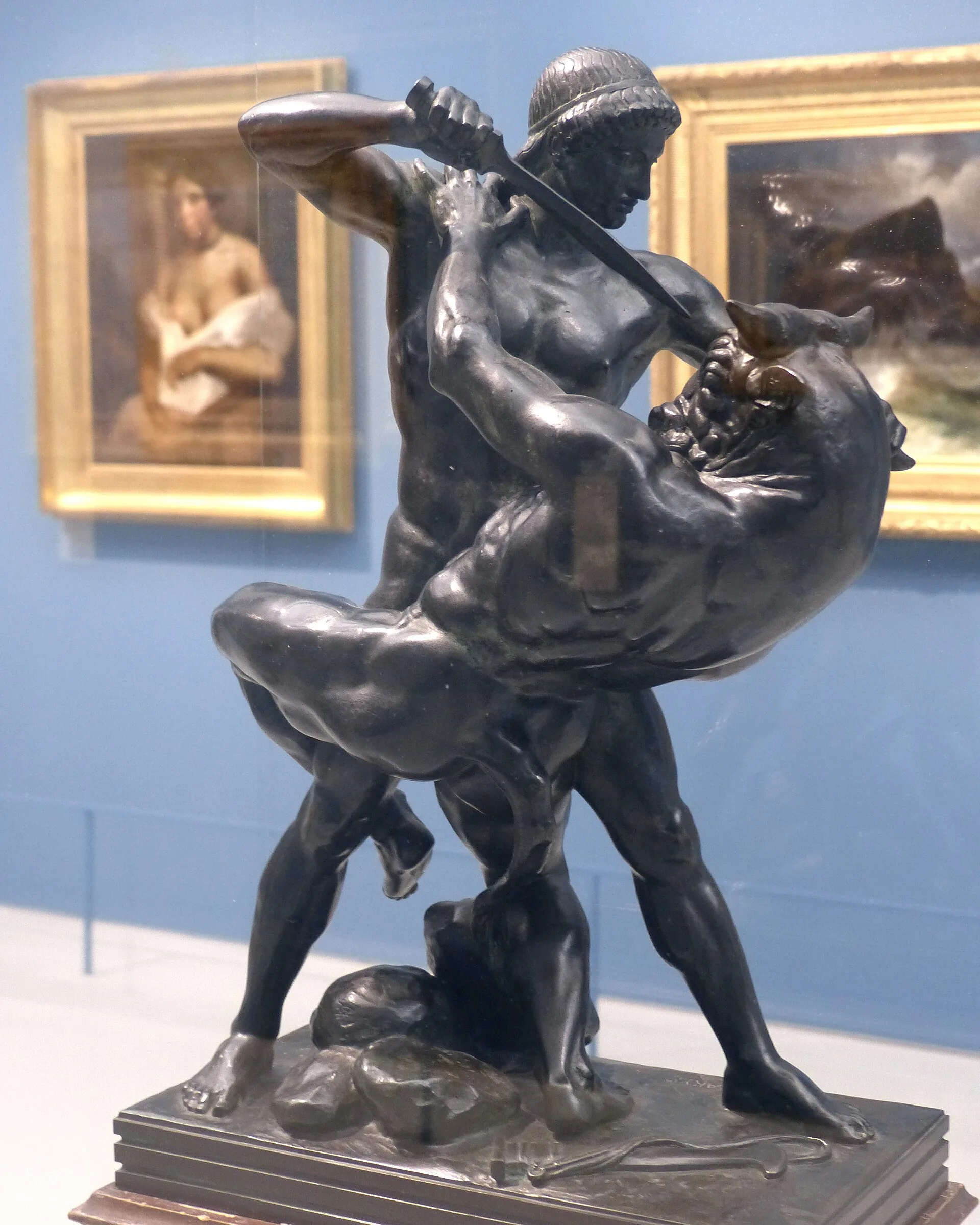 Tirage limité : Thésée combattant le Minotaure, bronze d'édition d'Antoine-Louis Barye