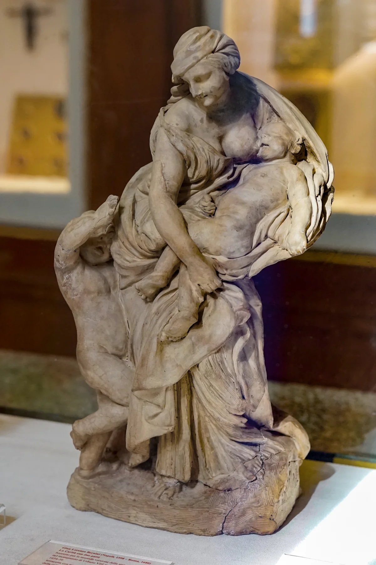 Sculpture en argile, étape 2 : « La Charité », bozzetto en terre modelée du Bernin, 1634-1639